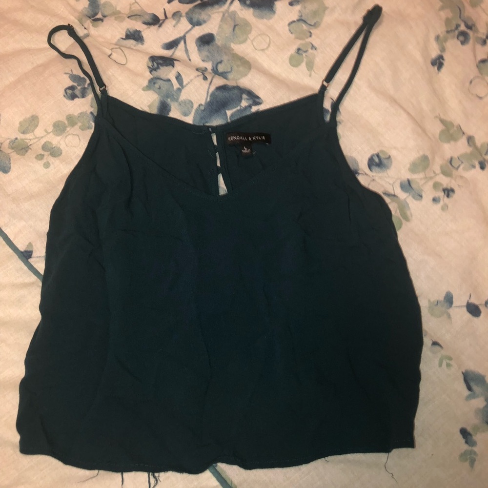 Green Kendall+ Kylie cropped tank